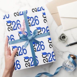 2025 Abschluss Blau und Schwarz Geschenkpapier