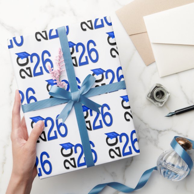 2025 Abschluss Blau und Schwarz Geschenkpapier (Schenken)