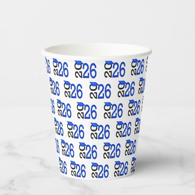 2025 Abschluss Blau und Schwarz Pappbecher (Vorderseite)