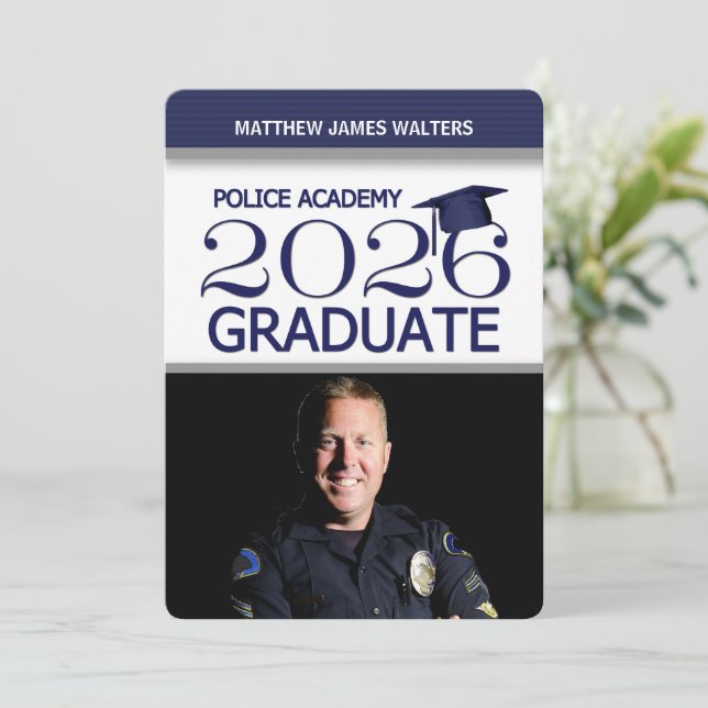 2025 Abschluss der Blue Foto Police Academy Einladung (Stehend Vorderseite)