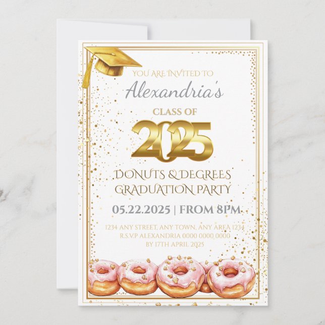 2025 Abschluss "Donuts and Degrees" Einladung (Vorderseite)