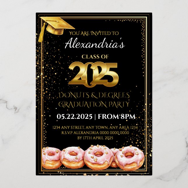 2025 Abschluss "Donuts and Degrees" Folieneinladung (Vorderseite)