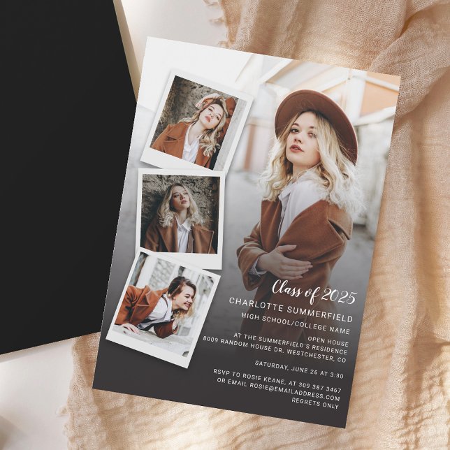 2025 Abschluss Foto Collage Open House Party Magneteinladung (2025 Graduation Photo Collage Open House Party Magnetic Invitation)