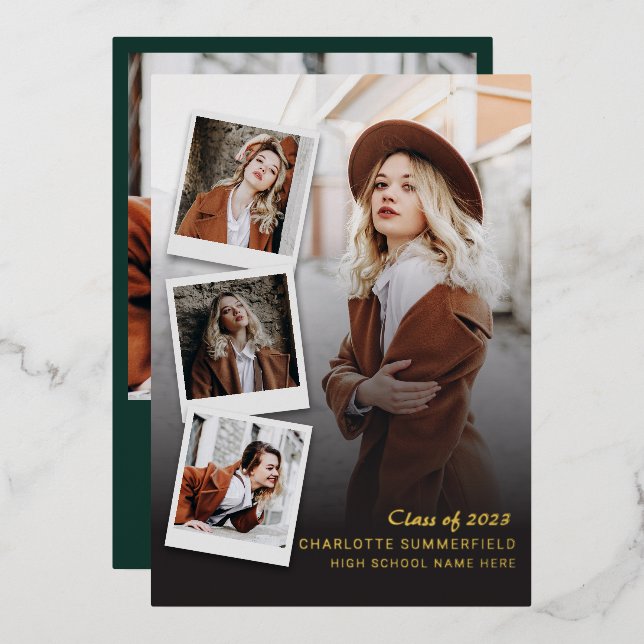 2025 Abschluss Fotos Grad Gold Foil Ankündigung (Vorderseite/Rückseite)