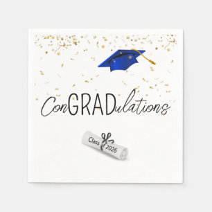 2025 Abschluss Gold Confetti und Blue Cap Serviette