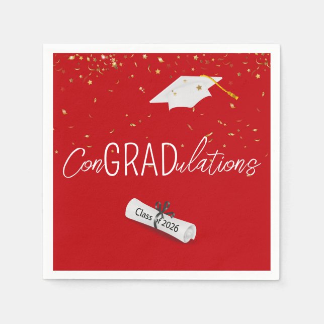 2025 Abschluss Gold Confetti und Cap Serviette (Vorderseite)