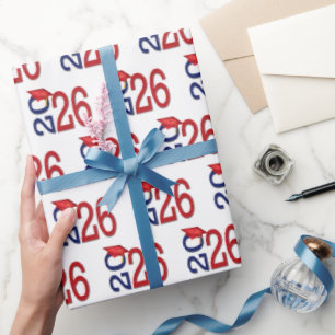 2025 Abschluss rot und blau Geschenkpapier