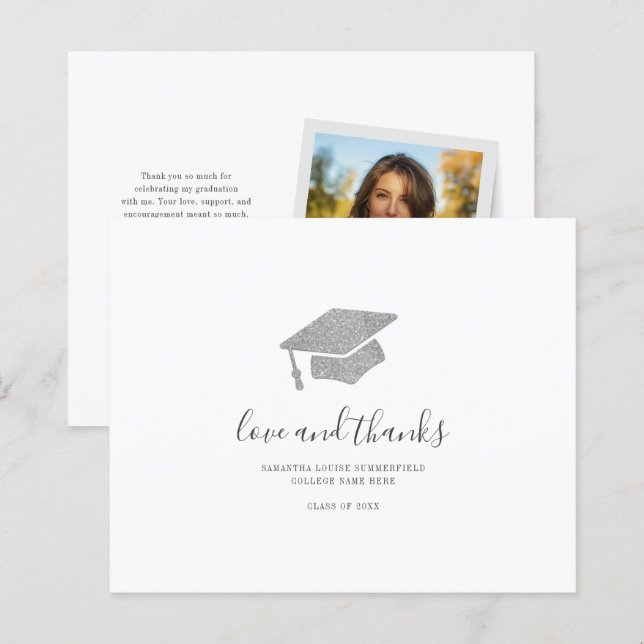 2025 Abschluss Vielen Dank Foto Script Card (Vorne/Hinten)