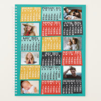2025 Année Calendrier mensuel Moderne 12 Photo Col
