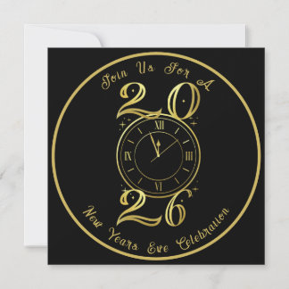 2025 Black Gold New Years Party Invitation