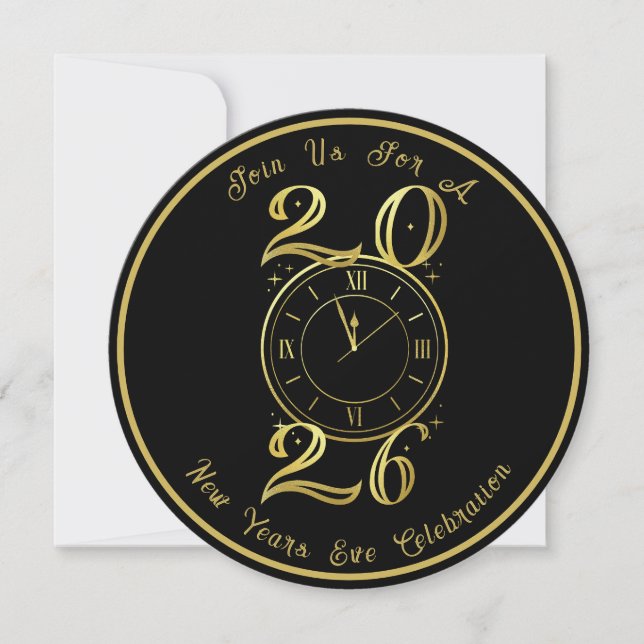 2025 Black Gold New Years Party Invitation Save The Date (Vorderseite)