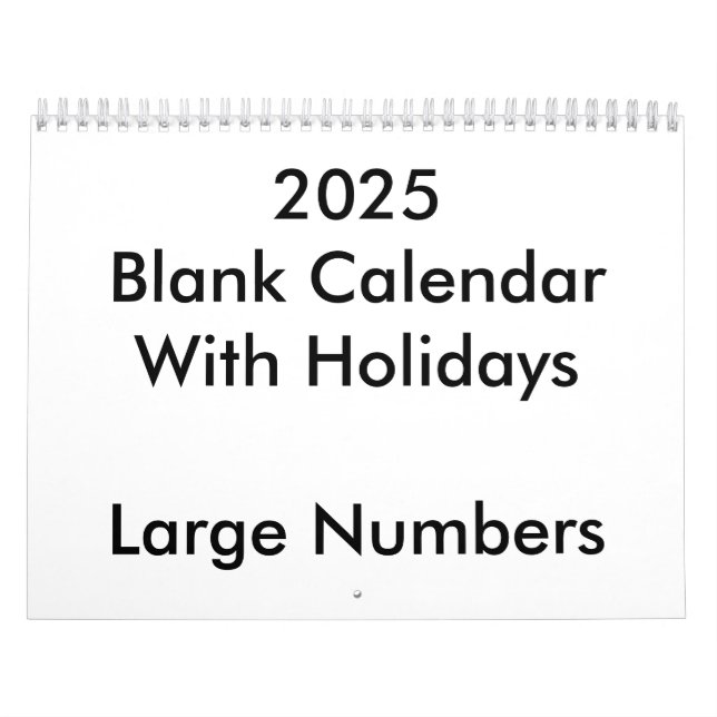 2025 Blanker Kalender mit großen Feiertagen (Titelbild)