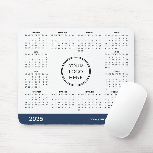 2025 Blue Business Calendar Mouse Pad Mousepad (Mit Mouse)