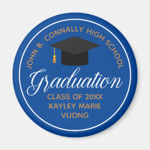 2025 Blue Gold Graduation Party Custom Keepake Magnet