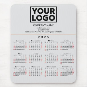 2025 Calendar Business-Logo und Text auf Grau Mousepad