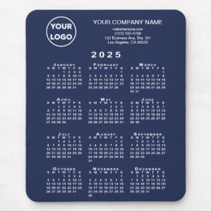 2025 Calendar Business-Logo und Text auf Navy Blue Mousepad