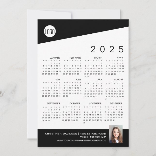 2025 Calendar-Logo Real Anwesen Agent Foto Feiertagskarte (Vorderseite)