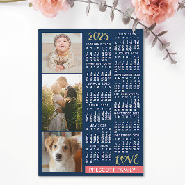 2025 Calendar Navy Koral Gold Foto Collage Magnet
