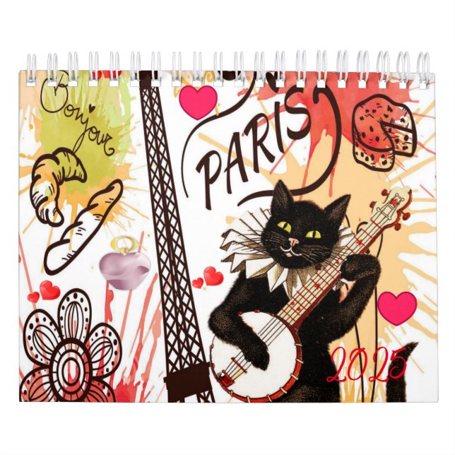 2025 Calendar Paris Frankreich Katze Kitten Kalender (Titelbild)