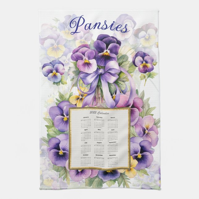 2025 Calendrier Pansies de serviettes (Vertical)
