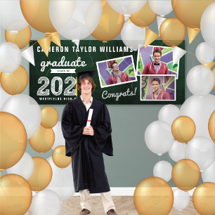 2025 Chalkboard Sketch 3 Foto Graduation Party Banner