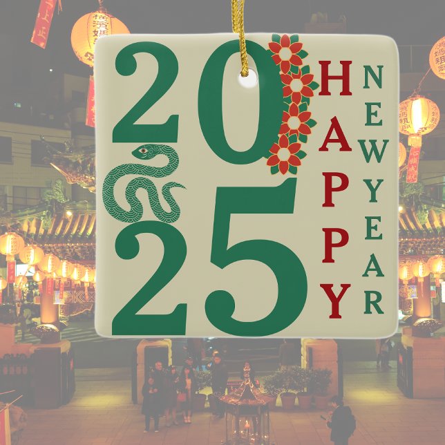 2025 Chinesisches Neujahr der Schlange grün Keramikornament (Von Creator hochgeladen)