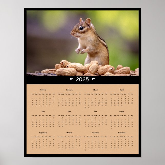 2025 Chipmunk-Wall-Kalender-Poster Poster (Vorne)
