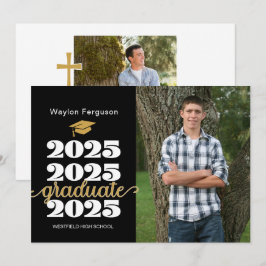 2025 Christlich Black Gold Foto Abschluss Ankündigung
