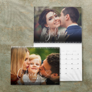 2025 Custom Family Elegant Heart Script Foto Kalender