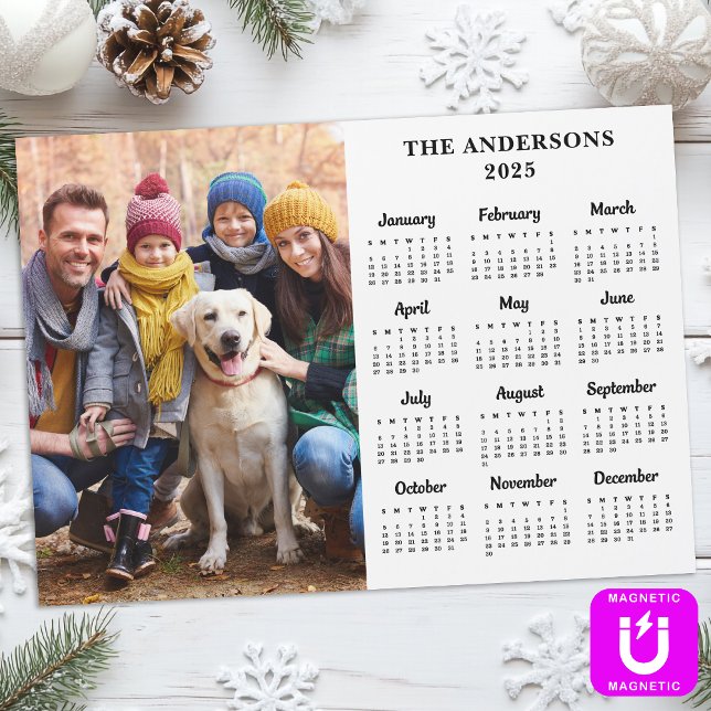 2025 Custom Foto Family 12 Month Calendar Magnet (Von Creator hochgeladen)
