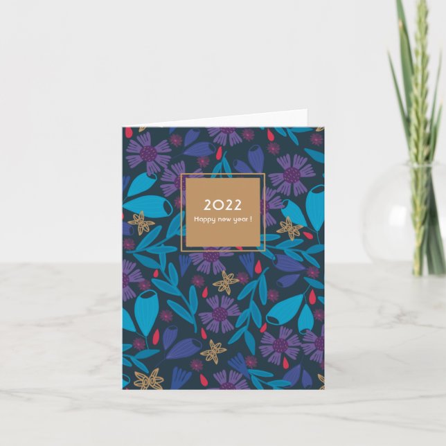 2025 Custom glücklich neues Jahr elegant floral Dankeskarte (Vorderseite)