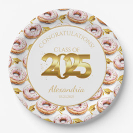 2025 Donuts und Goldmedaille-Abschluss Pappteller