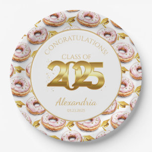 2025 Donuts und Goldmedaille-Abschluss Pappteller