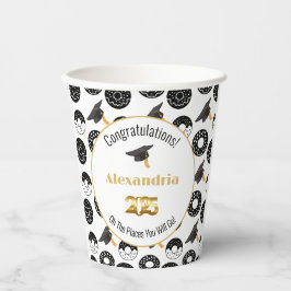 2025 Donuts und Grade Moderne Schwarz/Weiß Pappbecher