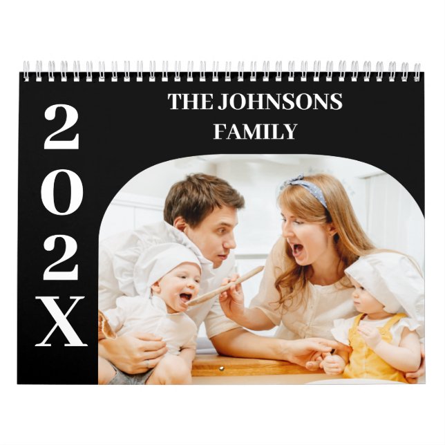 2025 Einfache, moderne 14-Fotos-Familie Kalender (Titelbild)