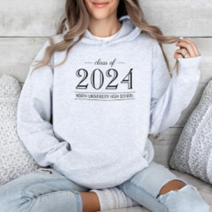 2025 Eleganter Schwarz-Weiß-Abschluss Hoodie