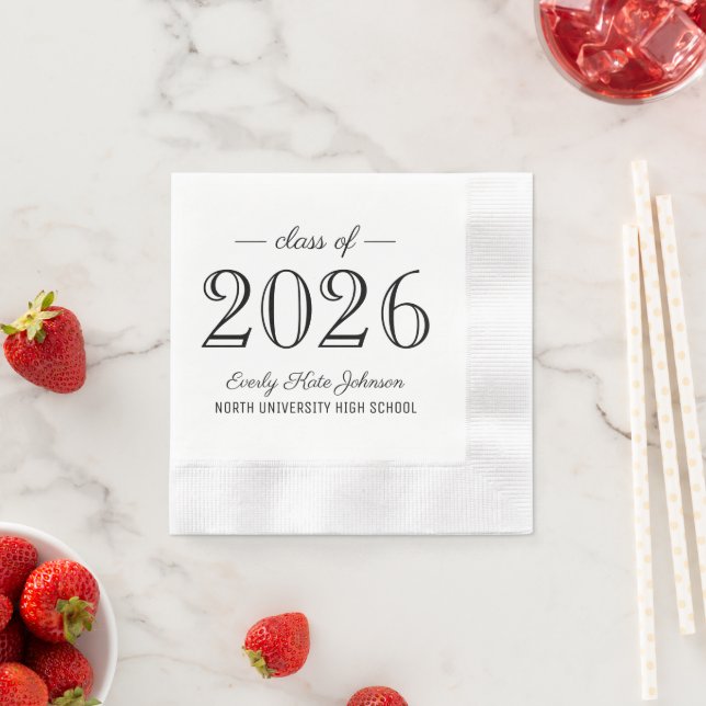 2025 Eleganter Schwarz-Weiß-Abschluss Serviette (Beispiel)