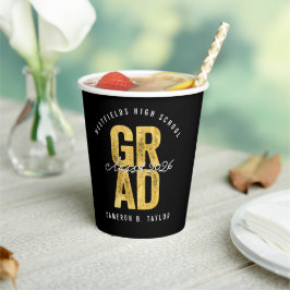 2025 Fett GRAD Gold Foil Stilvolle Graduation Part Pappbecher