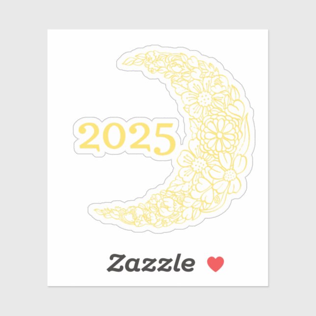 2025 Floral Moon Vinyl Sticker - Ideal für Lapto (Blatt)