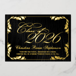 2025 Formal-Abschluss der klassischen Black/Gold-K Folieneinladung