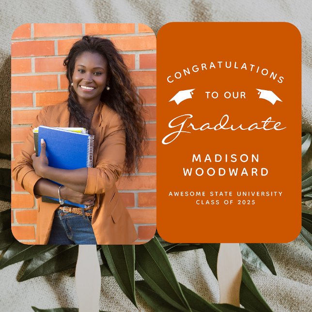 2025 Foto Burnt Orange White Abschluss Fächer (Von Creator hochgeladen)