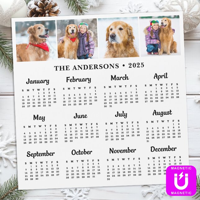 2025 Foto Haustiere Familie 12 Monate Kalender Magnetkarte (Von Creator hochgeladen)