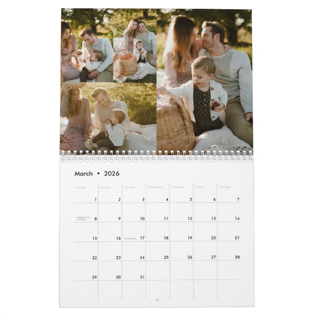 2025 Foto-Kalender für benutzerdefinierte Familien Kalender (Mär 2026)