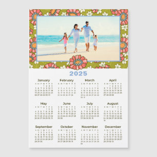 2025 Foto Retro Blumenkalender Magnetkarte