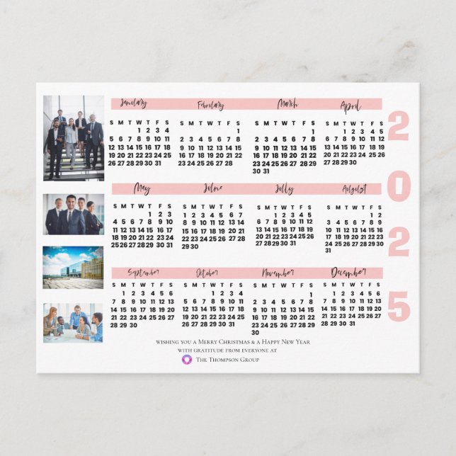 2025 Foto Weihnachten Neujahr Unternehmen Postkarte (Vorderseite)