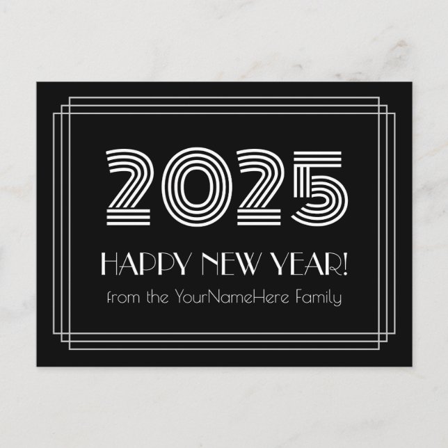 2025 Frohes neues Jahr! & Personalisiert Name Post Postkarte (Vorderseite)