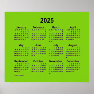 2025 Gelb-Grüner Kalender von Janz Print Poster
