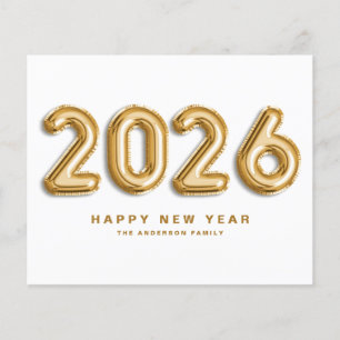 2025 Gold Foil Mylar Balloons Happy New Year Card