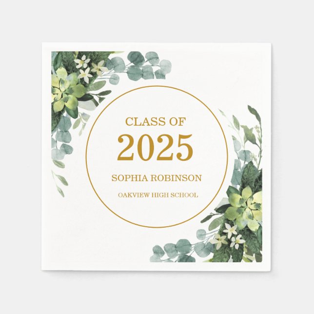 2025 Goldene Vegetation Moderner Abschluss Serviette (Vorderseite)
