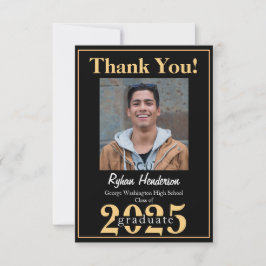 2025 Grad Bold Gold Black Foto Vielen Dank Dankeskarte